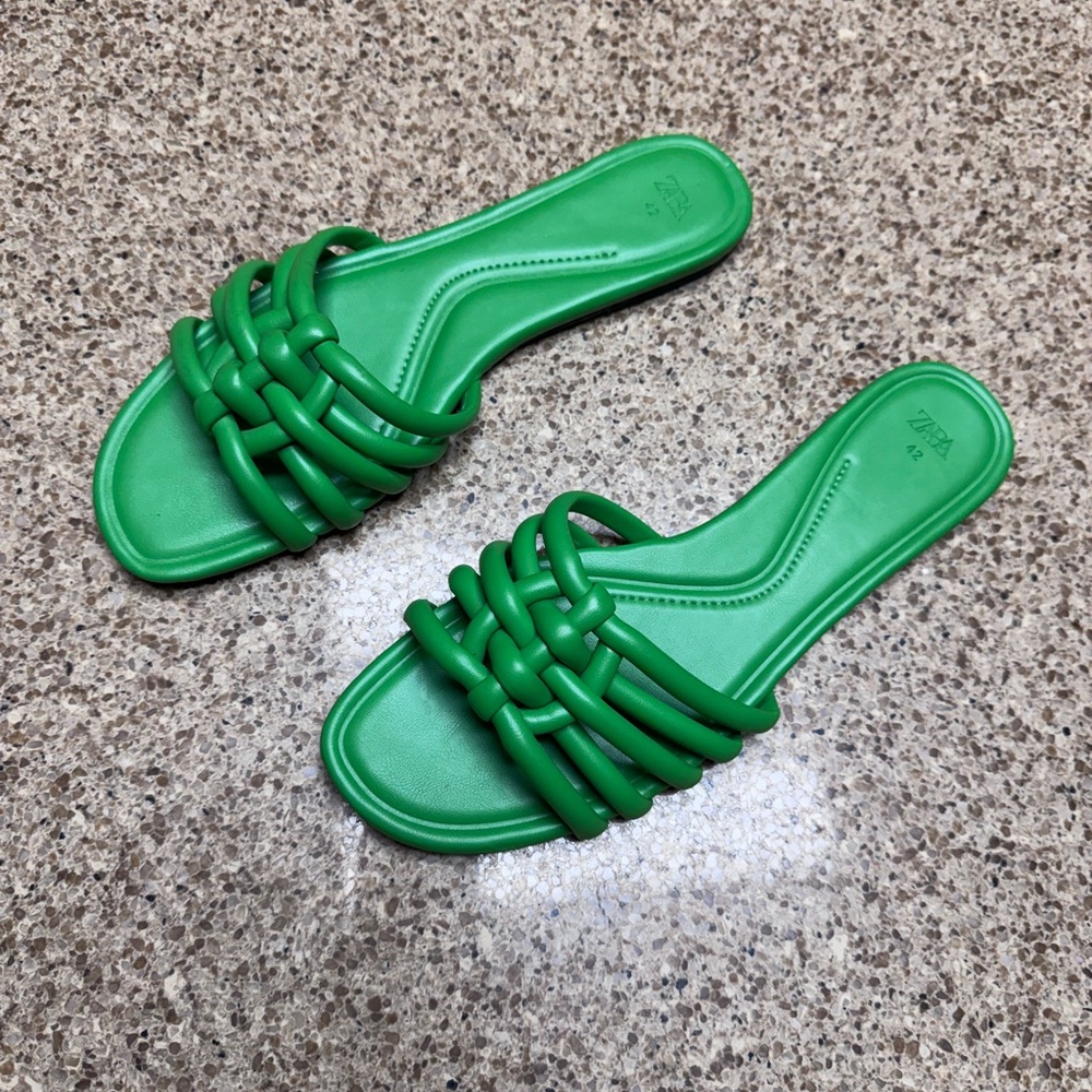 Zara Emerald Green Slide Sandals